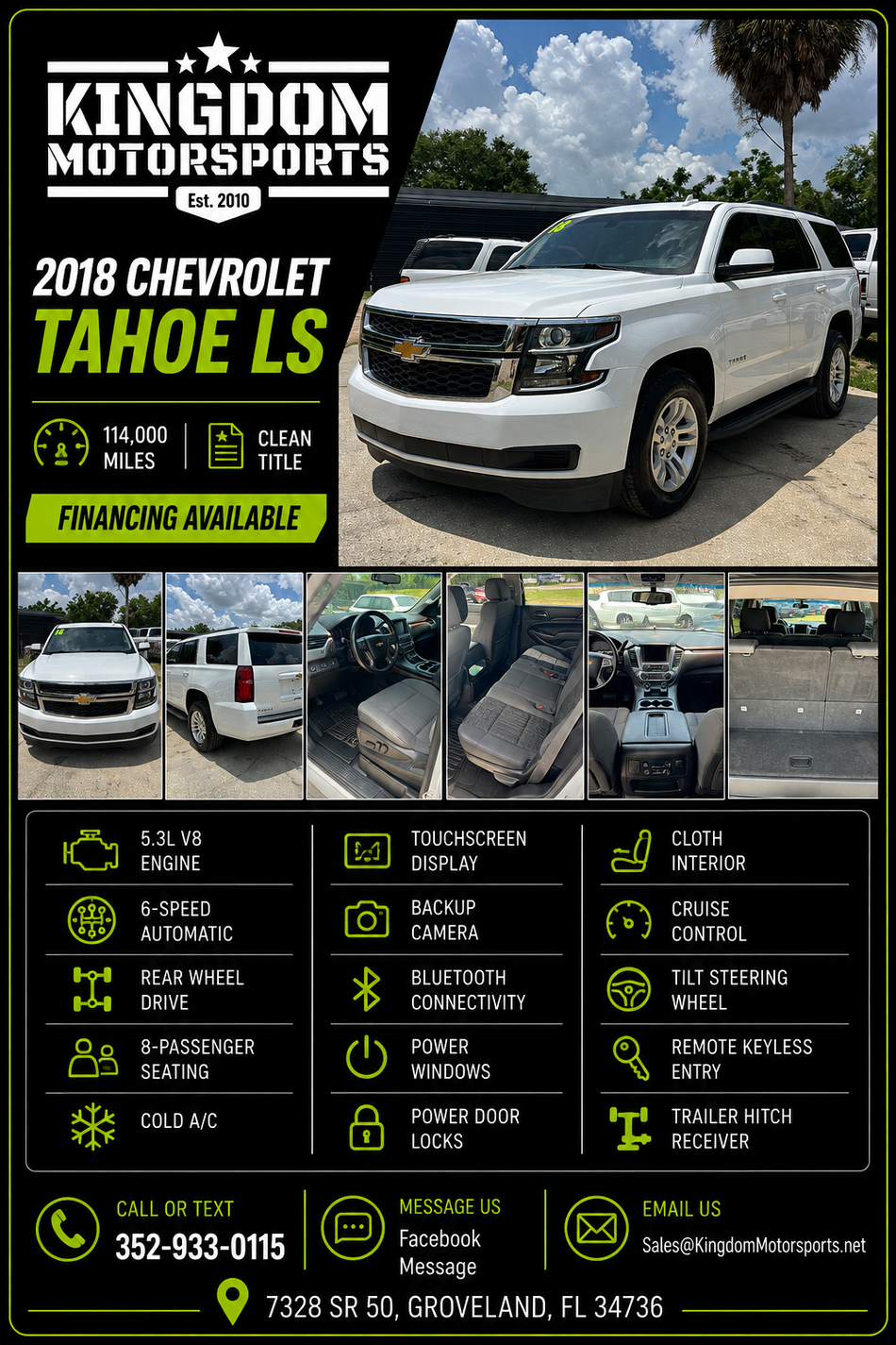 2018 White Chevy Tahoe LS