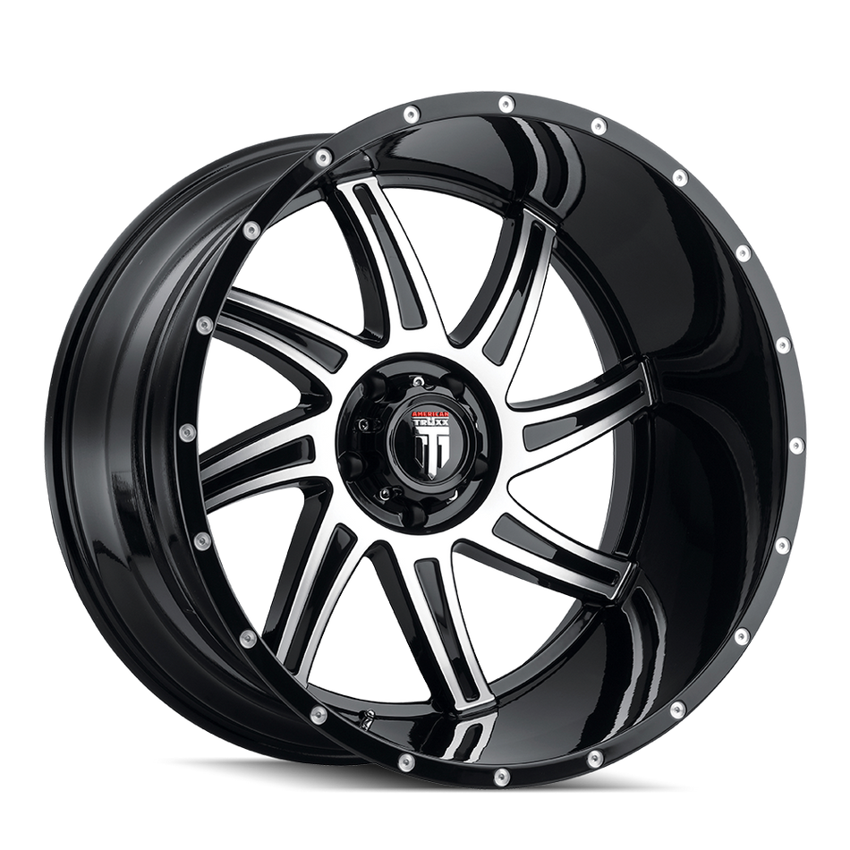 AT162-221252BM AMERICAN TRUXX VORTEX AT162 GLOSS BLACK MACHINED 22X12 6-135 -44MM 87.1MM