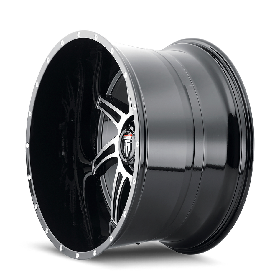 AT162-221252BM AMERICAN TRUXX VORTEX AT162 GLOSS BLACK MACHINED 22X12 6-135 -44MM 87.1MM