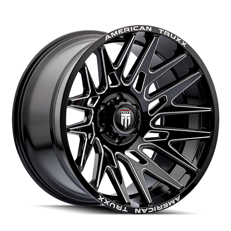 AMERICAN TRUXX EVOLUTION AT1919 GLOSS BLACK MILLED 22X12 8-180 -44MM 124.2MM