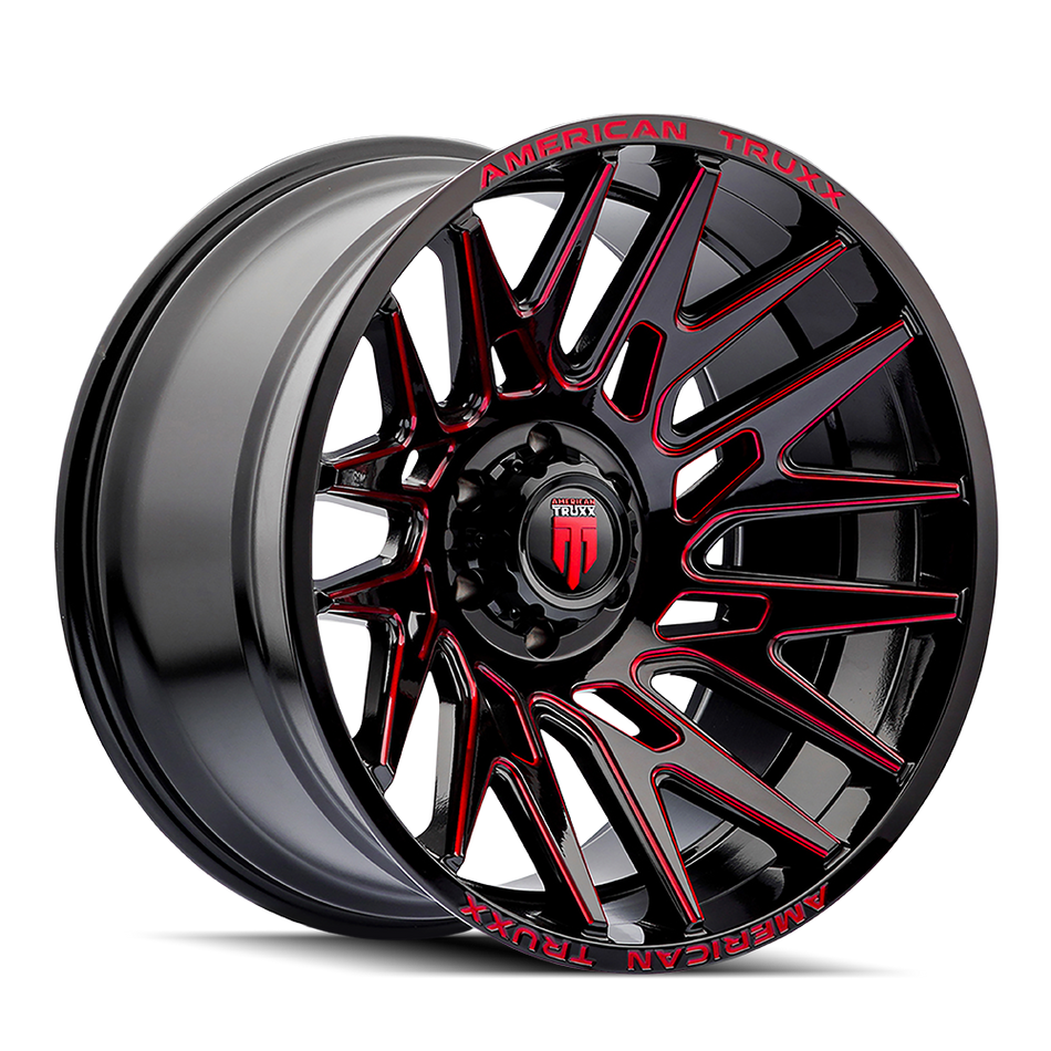 AMERICAN TRUXX EVOLUTION AT1919 GLOSS BLACK PRIZM RED 22X12 6-135 -44MM 87.1MM