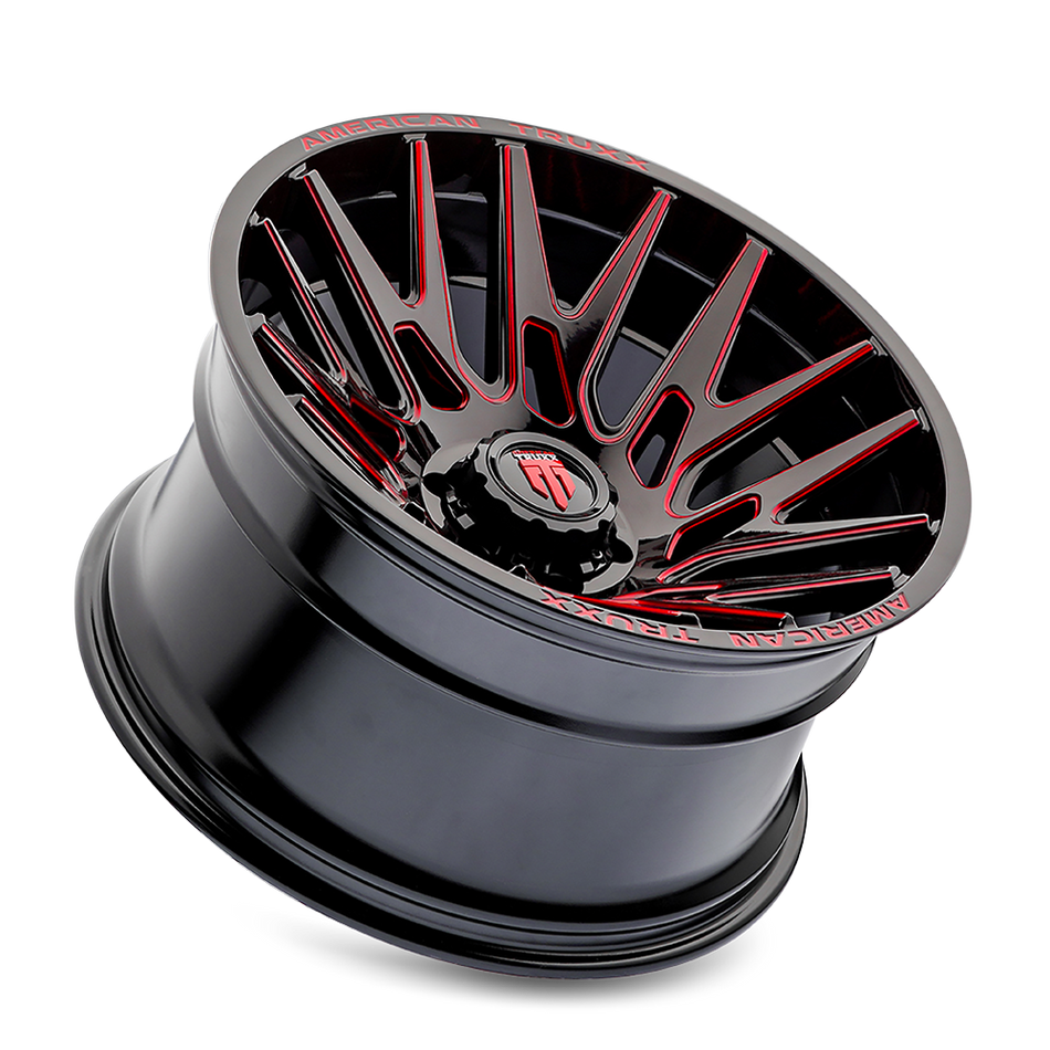 AMERICAN TRUXX EVOLUTION AT1919 GLOSS BLACK PRIZM RED 22X12 8-180 -44MM 124.2MM