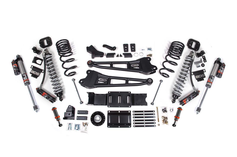2025 Ram 2500 4WD (Diesel) 4 Inch Radius Arm Suspension Lift Kit W/ Indexing Ring, 2.5 Inch Rear Lift, Coil Spring - Fox 2.5 PES C/O, Fox 2.0 IFP Bump Stop, Fox 2.5 PES Shocks BDS Suspension
