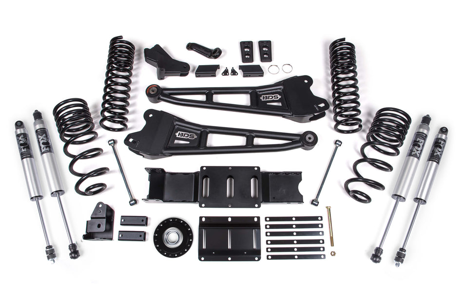 2025 Ram 2500 4WD (Diesel) 4 Inch Radius Arm Suspension Lift Kit W/ Indexing Ring, 2.5 Inch Rear Lift, Coil Spring - Fox 2.5 IFP PS Shocks BDS Suspension