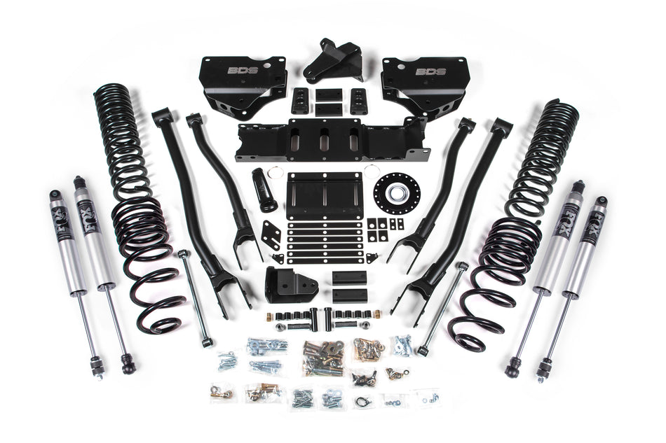 2025 Ram 2500 4WD (Diesel) 4 Inch Radius Arm Suspension Lift Kit - With Indexing Ring (Increased Travel), 2.5 Inch Rear Lift, Coil Spring - Fox 2.5 IFP PS Shocks BDS Suspension