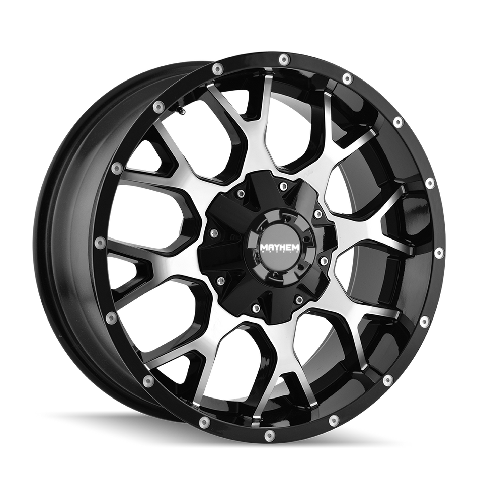 MAYHEM WARRIOR 8015 GLOSS BLACK MACHINED 22X12 8-165.1 -44MM 130.8MM