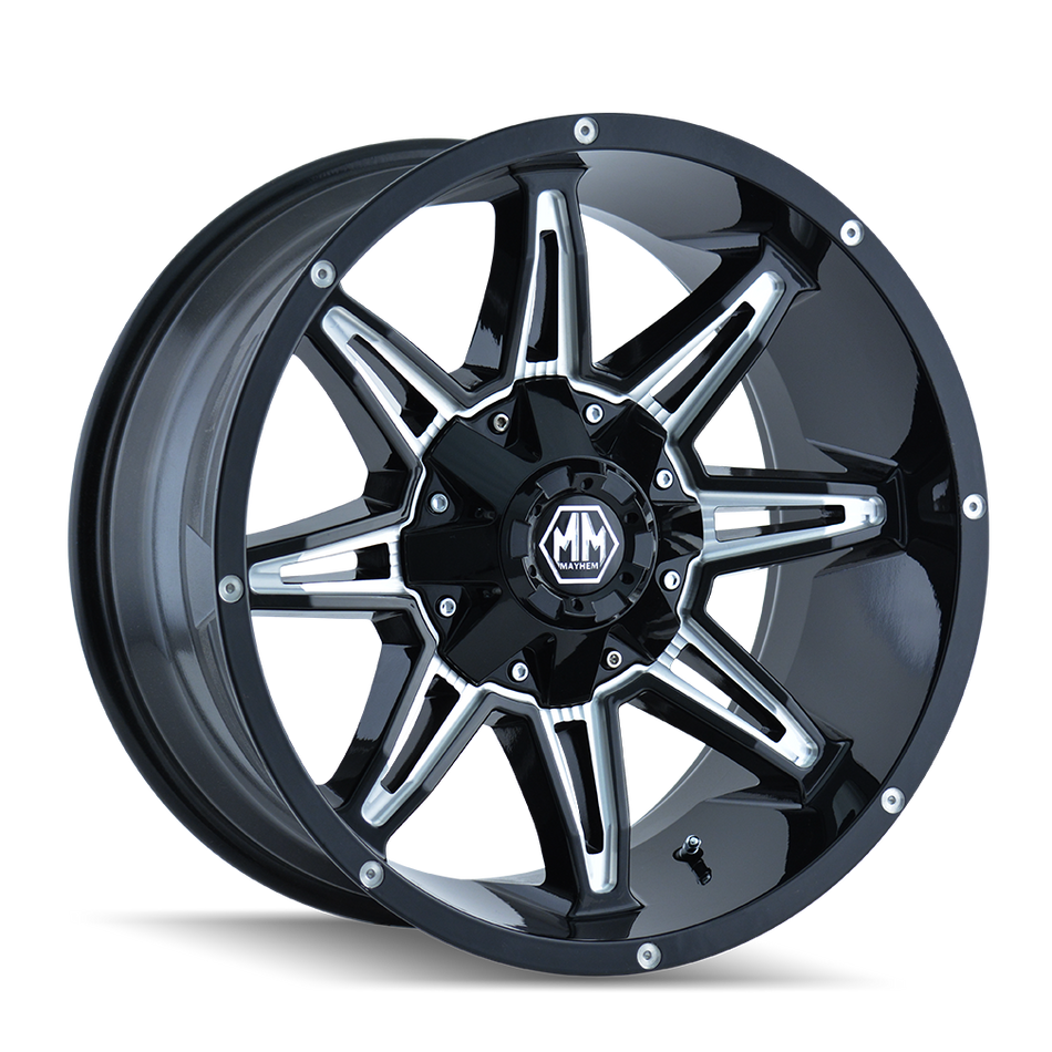 MAYHEM RAMPAGE 8090 GLOSS BLACK MILLED 20X9 6-135/6-139.7 18MM 106MM