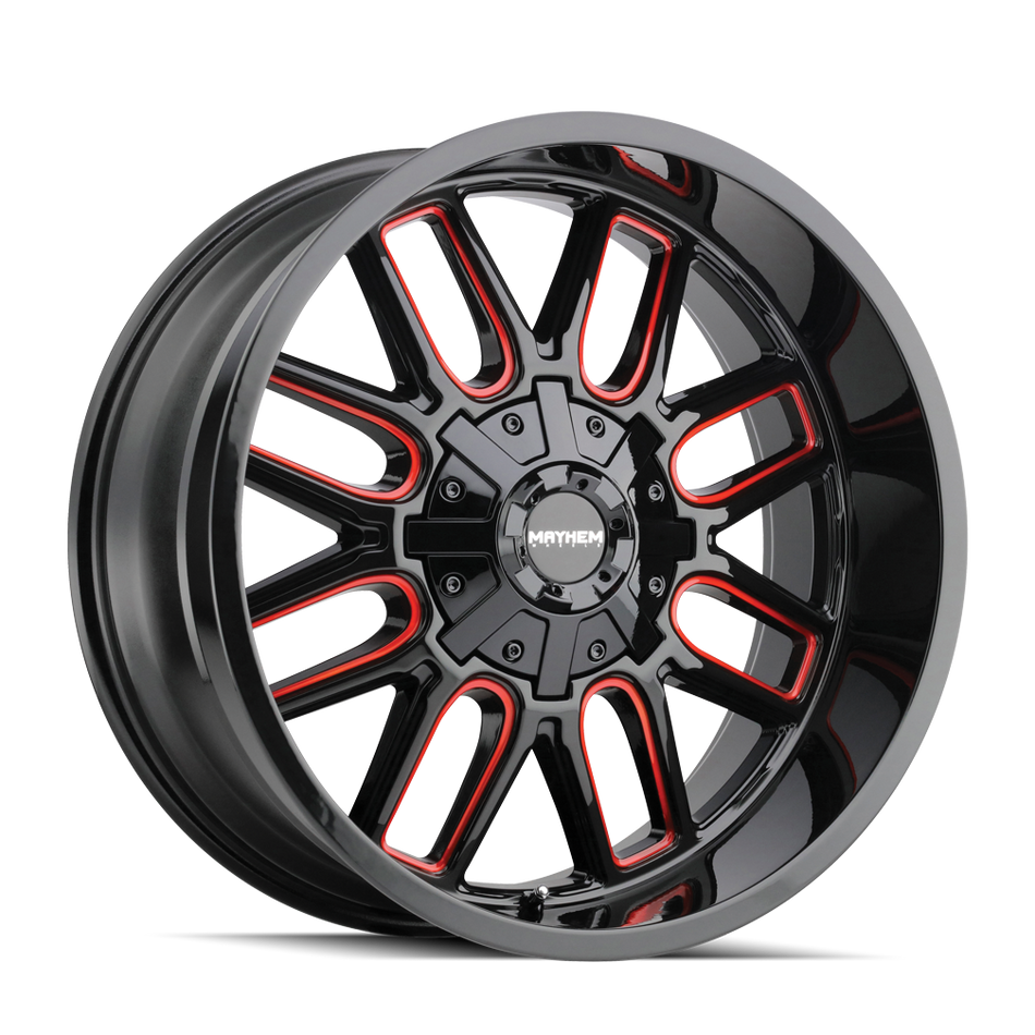 MAYHEM COGENT 8107 GLOSS BLACK MILLED PRISM RED 22X10 8-170 -19MM 125.2MM