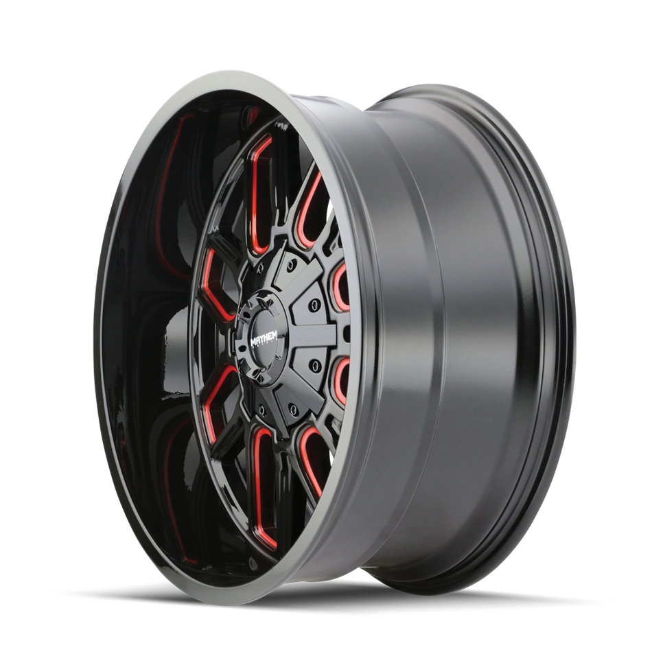 MAYHEM COGENT 8107 GLOSS BLACK MILLED PRISM RED 20X10 6-135/6-139.7 -19MM 106MM