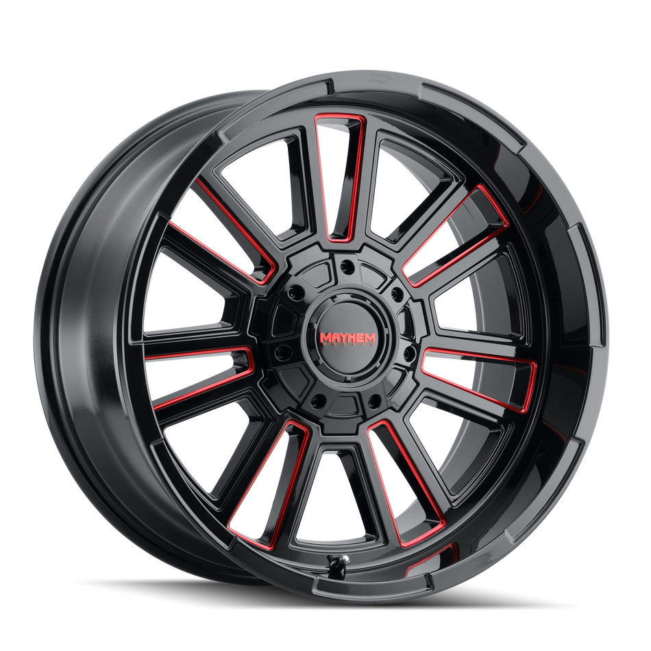 MAYHEM APOLLO 8115 GLOSS BLACK MILLED PRISM RED MILLED 20-9 8-170 0MM 125.2MM