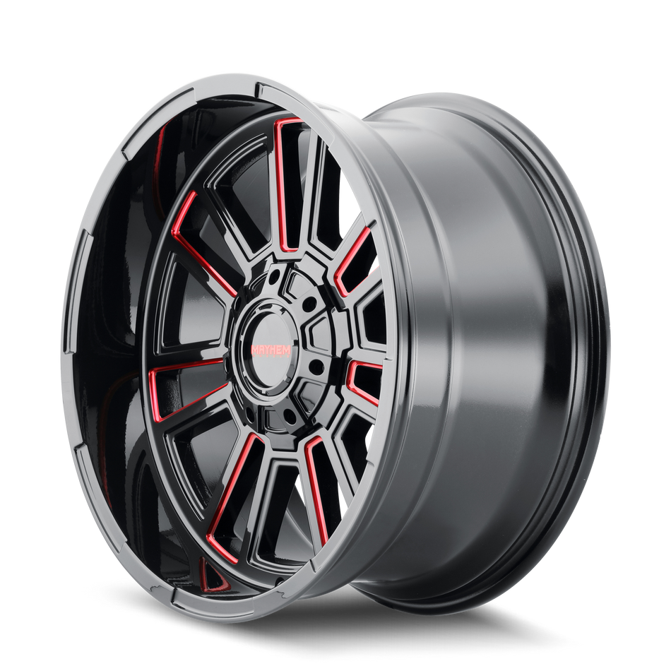 MAYHEM APOLLO 8115 GLOSS BLACK MILLED PRISM RED MILLED 20-10 8-165.1 -19MM 125.2MM