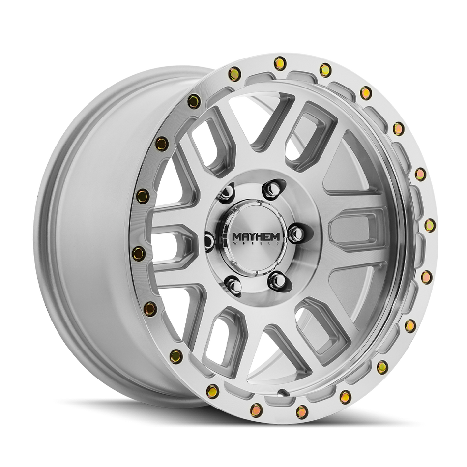 MAYHEM  DELTA 8304 MACHINED WITH SILVER WINDOW 17X9 6x139.7 -12MM 106MM
