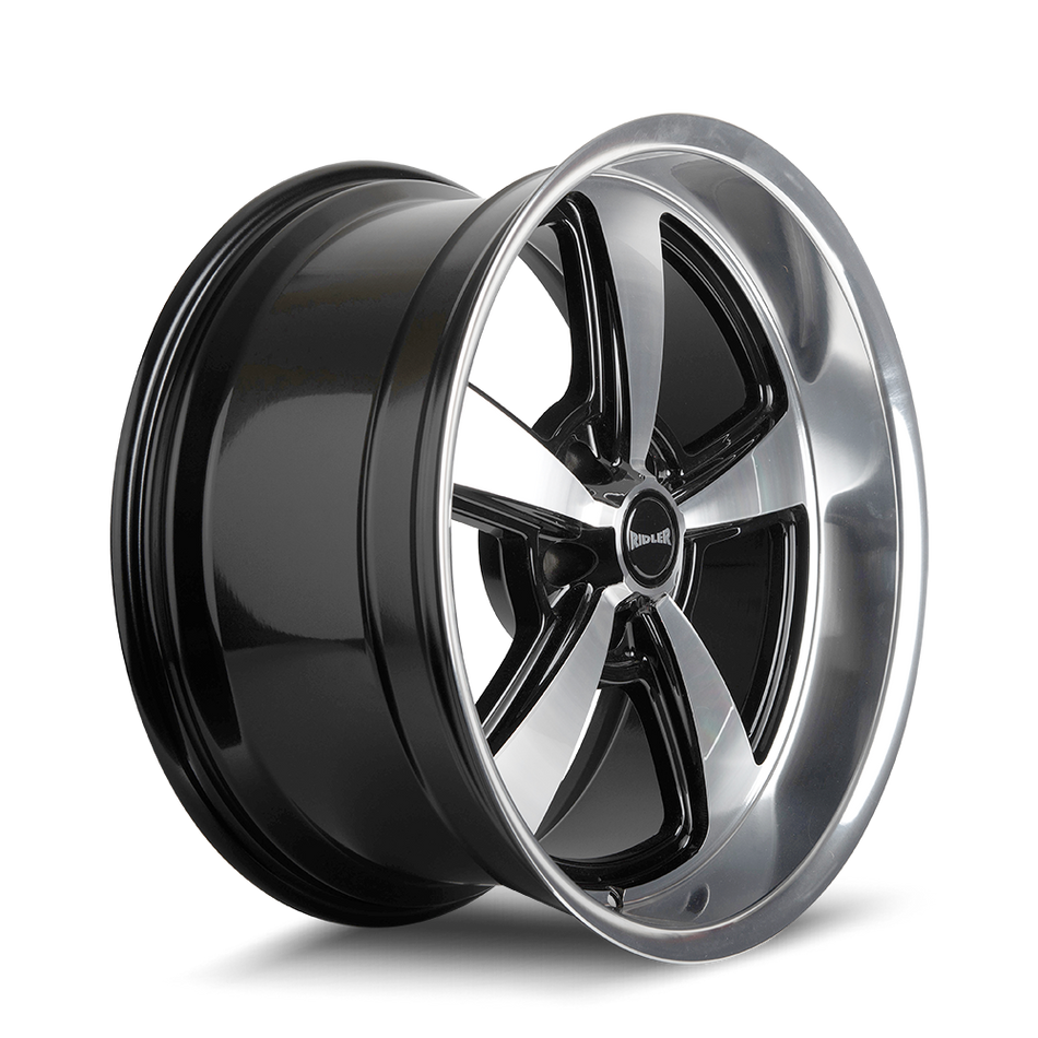 RIDLER 652 652 GLOSS BLACK WITH DIAMOND CUT FACE & LIP 20X10 5-114.3 0MM 83.82MM