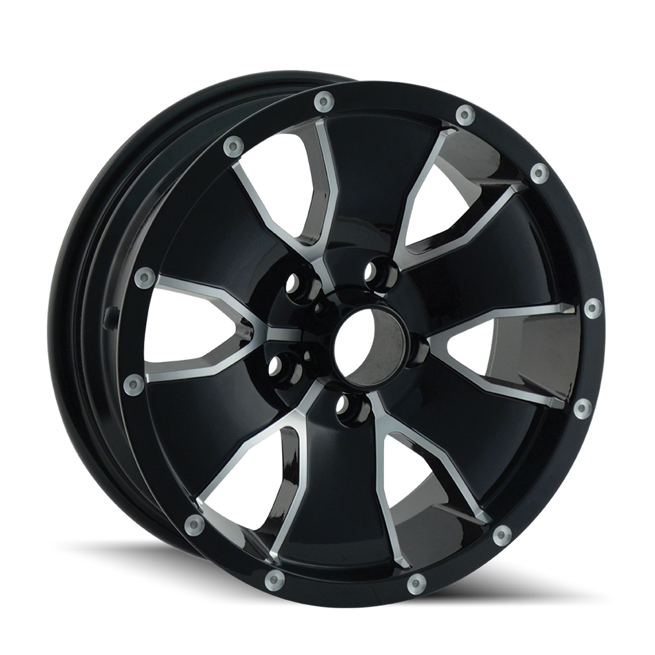 TRAILER WHEELS 14 GLOSS BLACK MACHINED 14X6 5-114.3 0MM 83.82MM