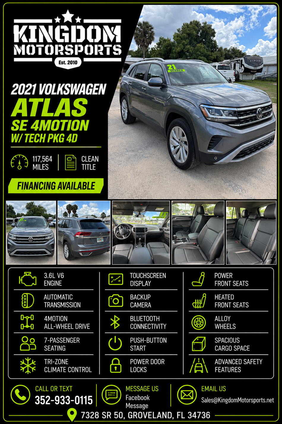 2021 Volkswagen Atlas · SE 4Motion w/Tech Pkg Sport Utility 4D