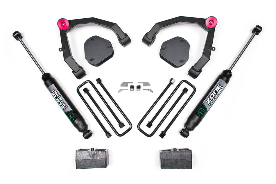 07-13 Chevy 1500 2WD 3.5 Inch Lift Kit With Nitro Shocks UCA Zone Offroad
