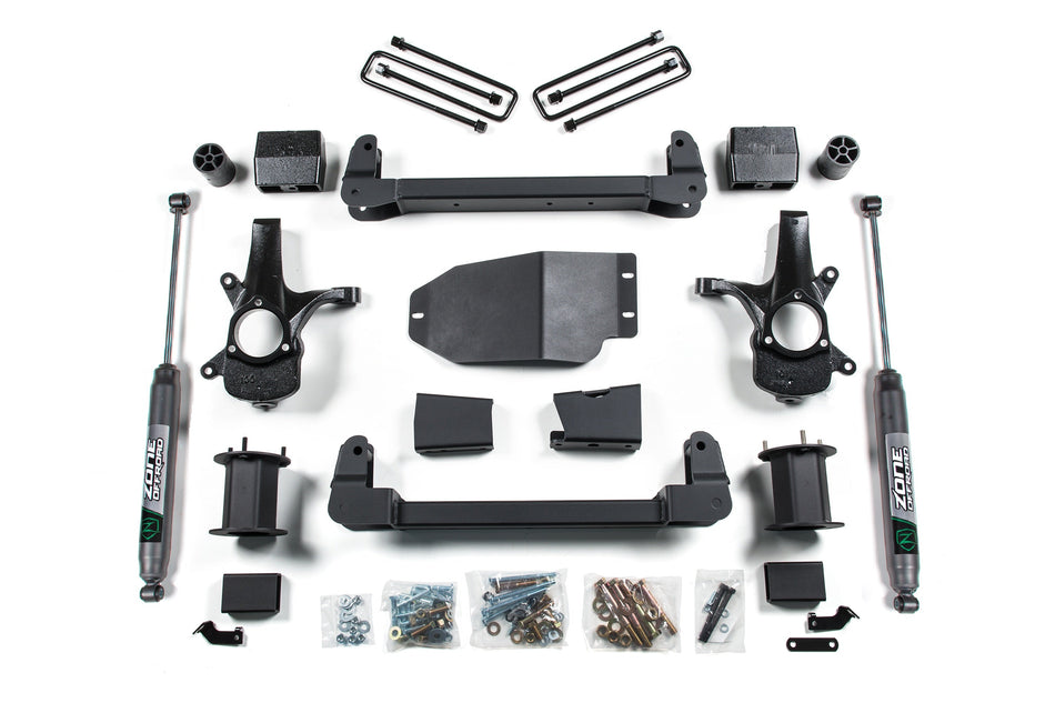 07-13 Chevrolet Silverado 1500 - GMC Sierra 1500 2WD 6.5 Inch Suspension Lift Kit, 4 Inch Rear Lift, Block - N/A, Fox 2.0 Adventure Series Shocks Zone Offroad